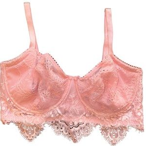 Victoria’s Secret Dream Angels Push Up Without Padding Pink Lace Bra Size 32DD